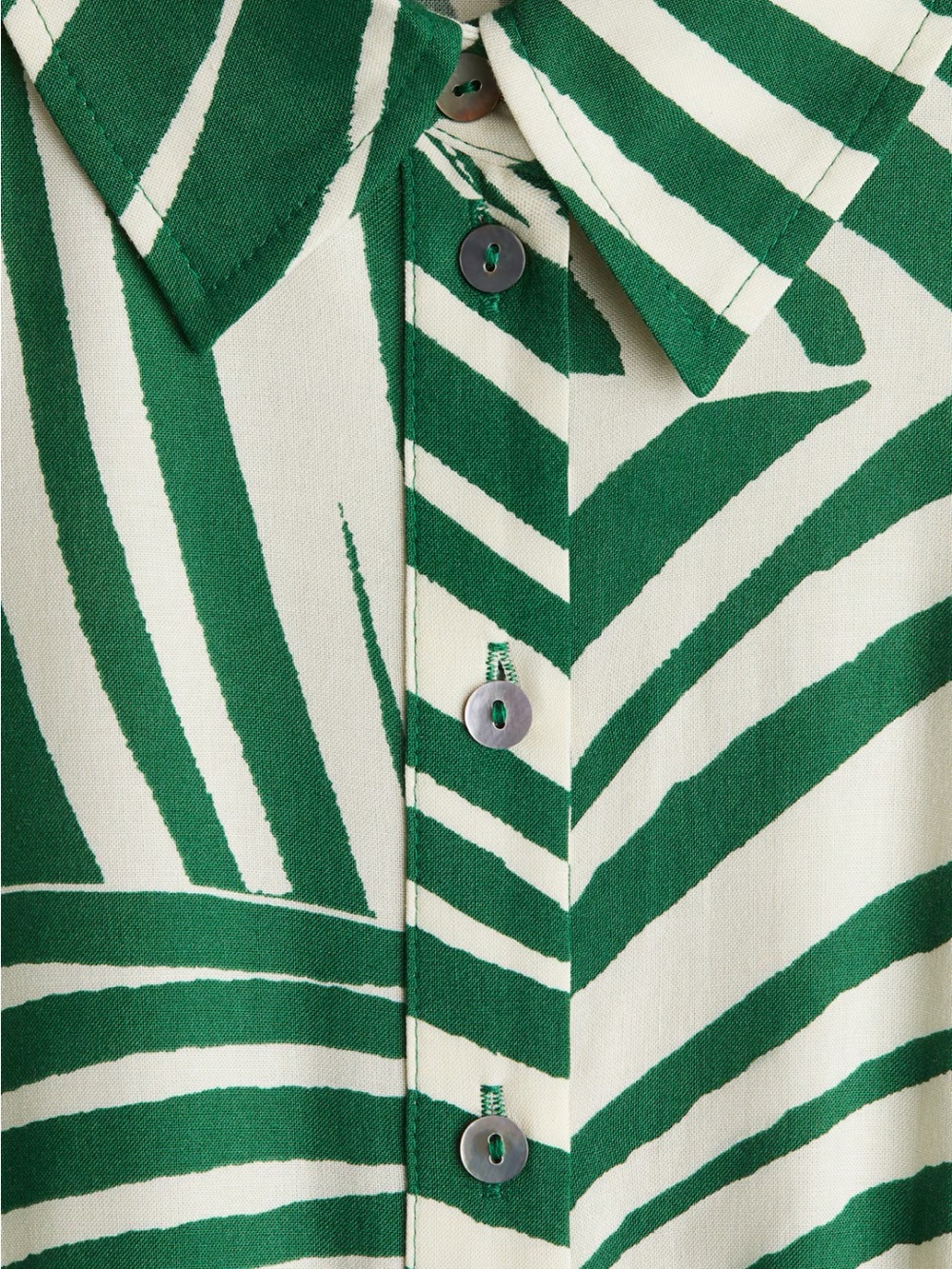 Green & Cream 🌴 Striped Tie-Waist Shirt Dress - Picture 2 of 4